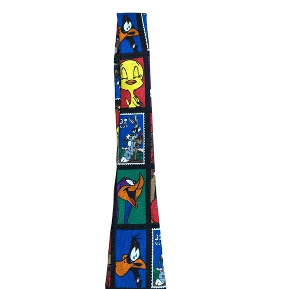 Vintage 90s Looney Tunes Men's Tie USPS Stamp Collection Warner Bros Cartoon USA - Picture 5 of 14